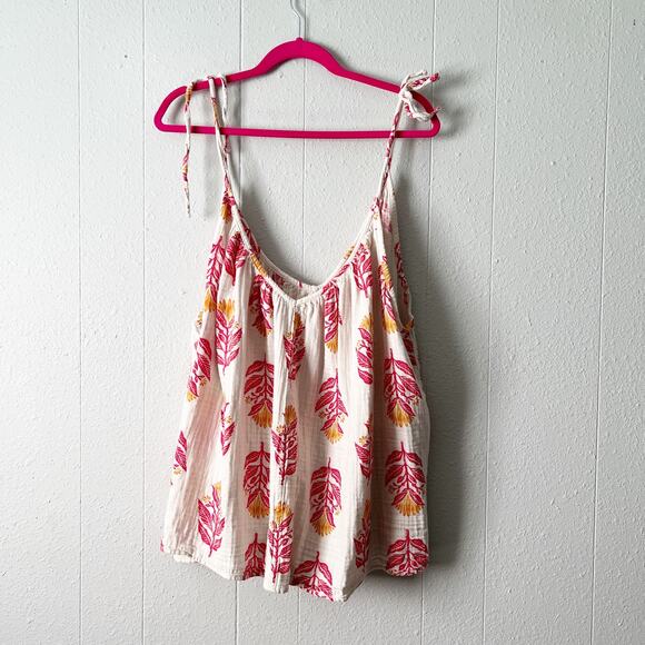 Old Navy Tank Top Womens 4X Floral Cotton Gauzy Tropical Relaxed Flowy Beachy - Picture 6 of 11
